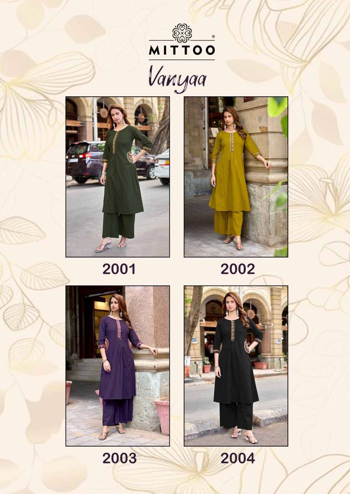 Vanyaa By MITTOO 2001 to 2004 Designer Casuals Wear Collection Rayon Kurtis With Bottom Hand work At Wholesale Price
